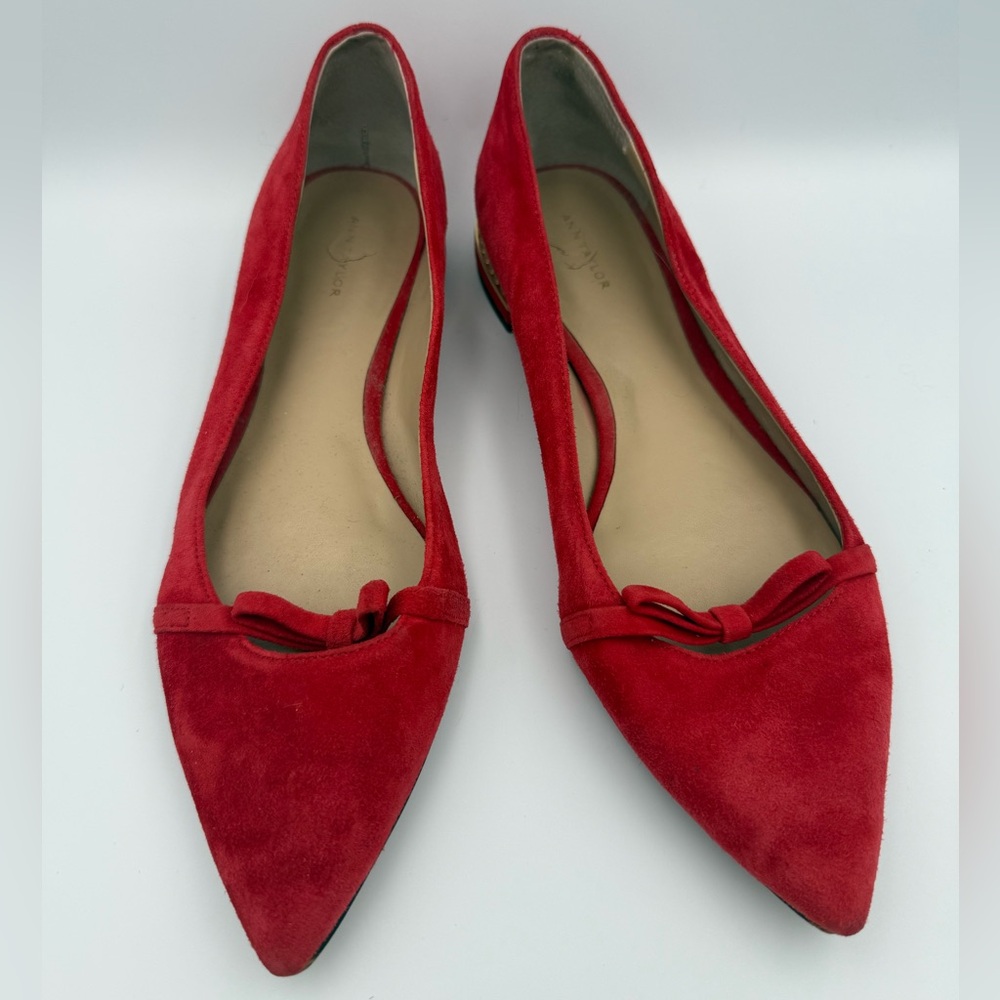Ann Taylor Elegant Red Suede Women's Flats